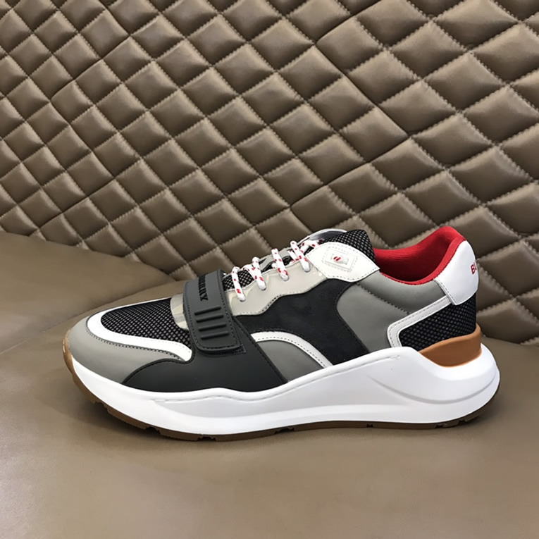 バーバリー テクニカル メッシュ&レザー スニーカー ブルー グリ shoes263 - 画像 (5)