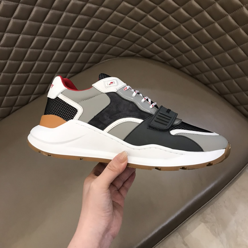 バーバリー テクニカル メッシュ&レザー スニーカー ブルー グリ shoes263 - 画像 (6)