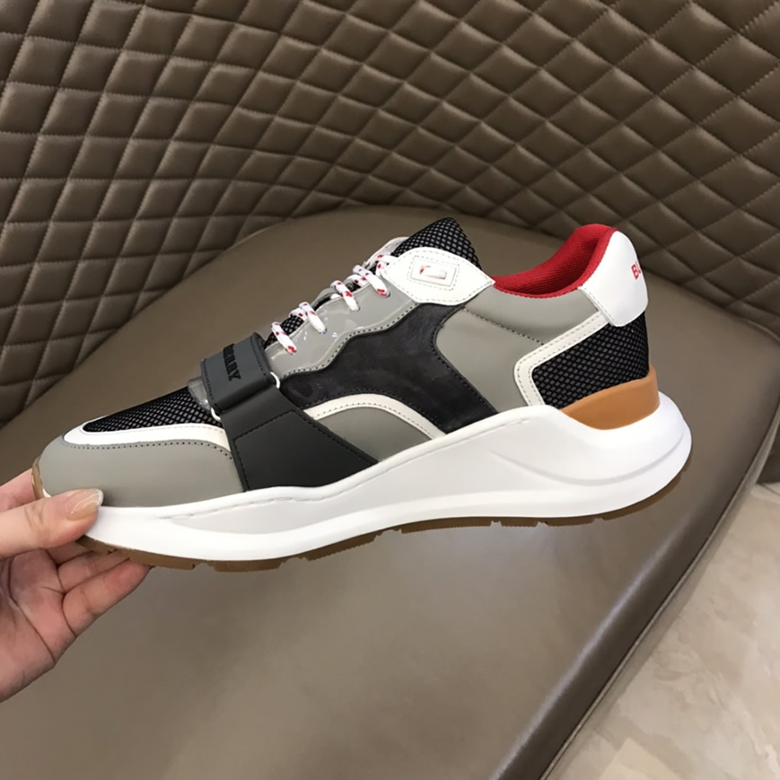 バーバリー テクニカル メッシュ&レザー スニーカー ブルー グリ shoes263 - 画像 (8)