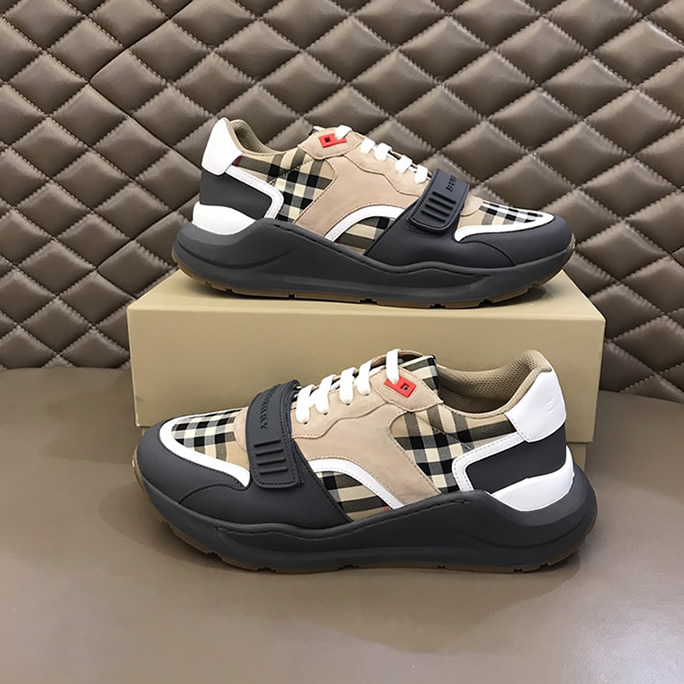 バーバリー ヴィンテージチェック＆スエード スニーカー ブルー グリ shoes264