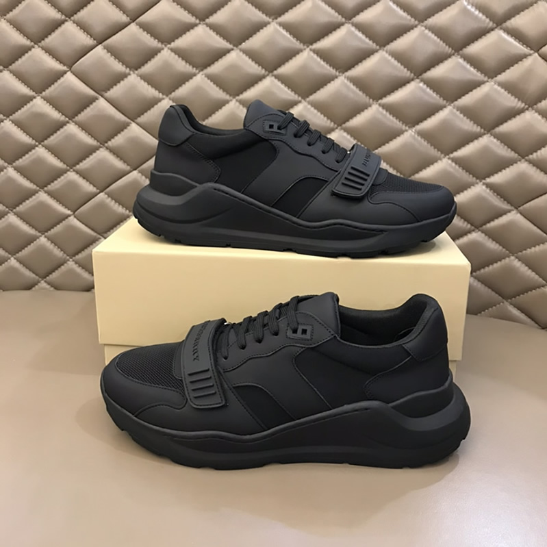 バーバリー テクニカル メッシュ＆レザー スニーカー ノワール shoes265