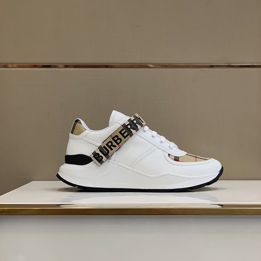 バーバリー スムース カーフレザー＆チェック スニーカー ブランク shoes267