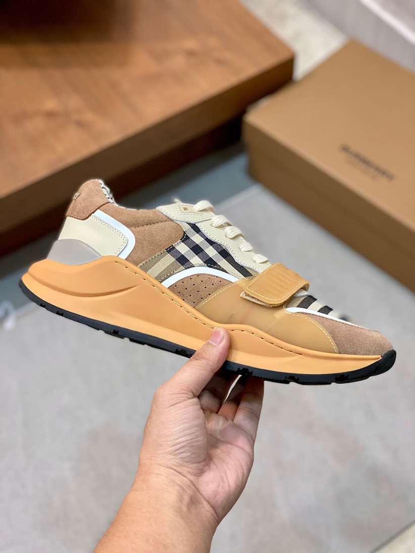 バーバリー ヴィンテージチェック&スエード スニーカー カフェ shoes268 - 画像 (4)