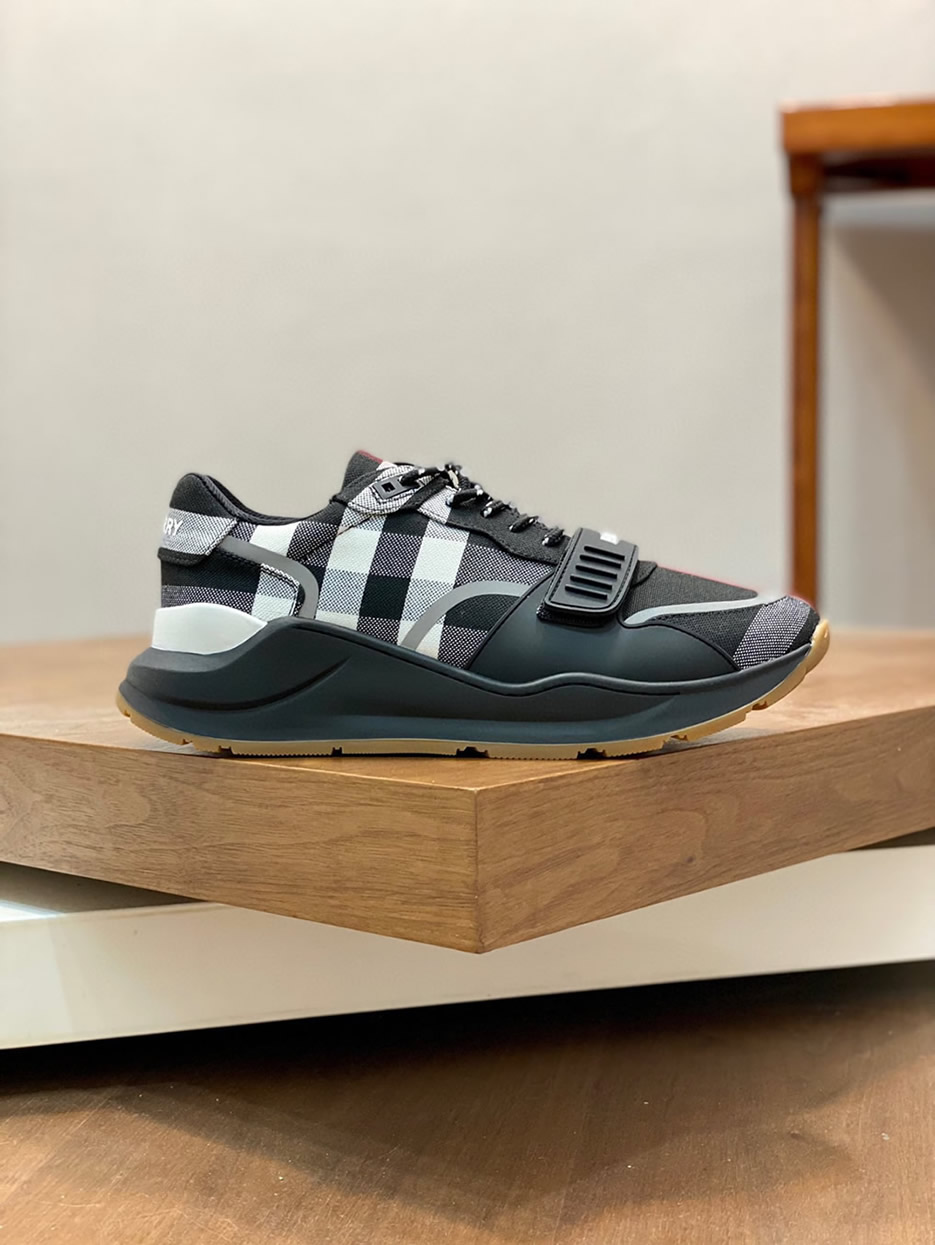 バーバリー チェック コットン スニーカー ノワール ブランク shoes271 - 画像 (3)