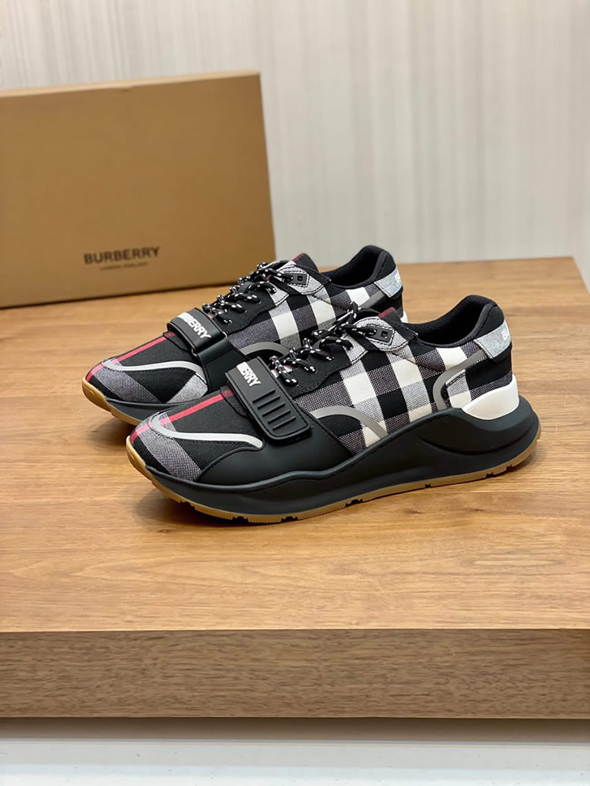 バーバリー チェック コットン スニーカー ノワール ブランク shoes271