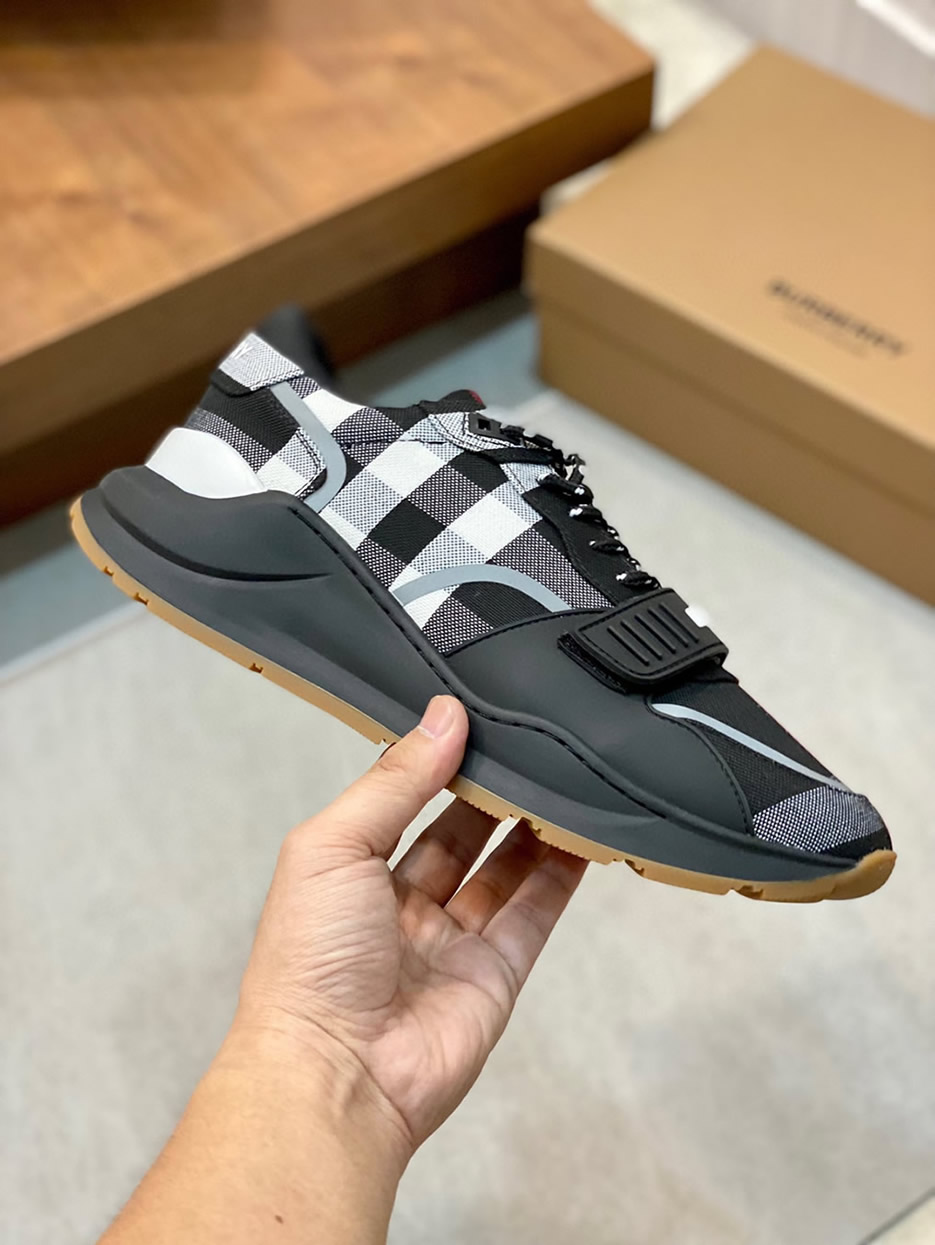 バーバリー チェック コットン スニーカー ノワール ブランク shoes271 - 画像 (4)