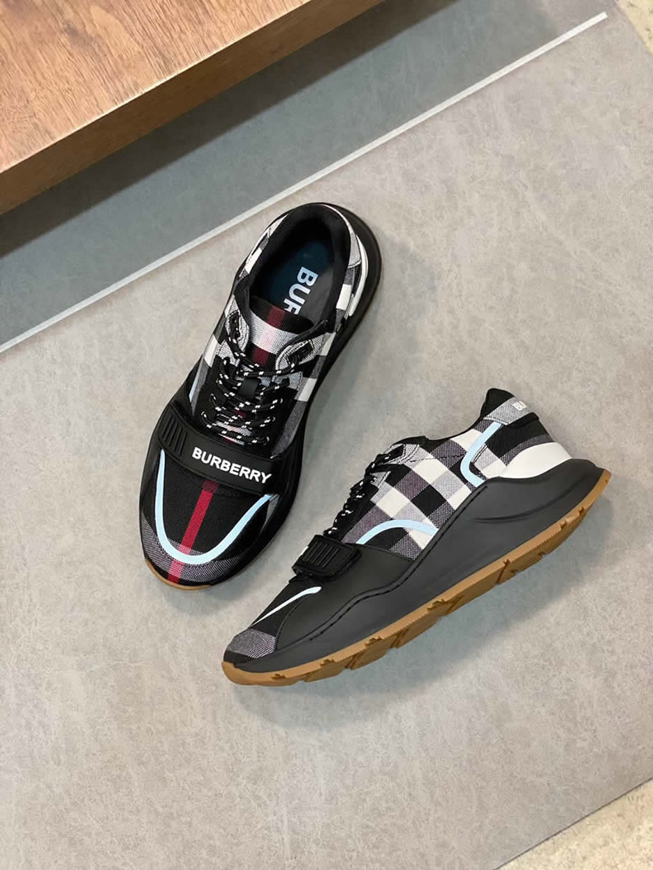 バーバリー チェック コットン スニーカー ノワール ブランク shoes271 - 画像 (5)