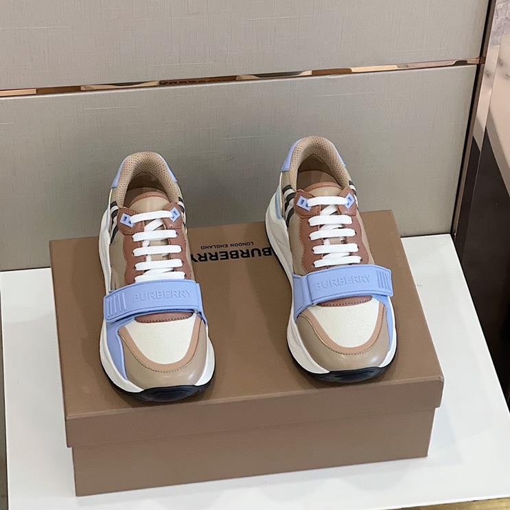 バーバリー スムース レザー&チェック スニーカー シエル shoes272 - 画像 (2)