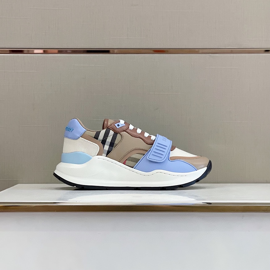 バーバリー スムース レザー＆チェック スニーカー シエル shoes272