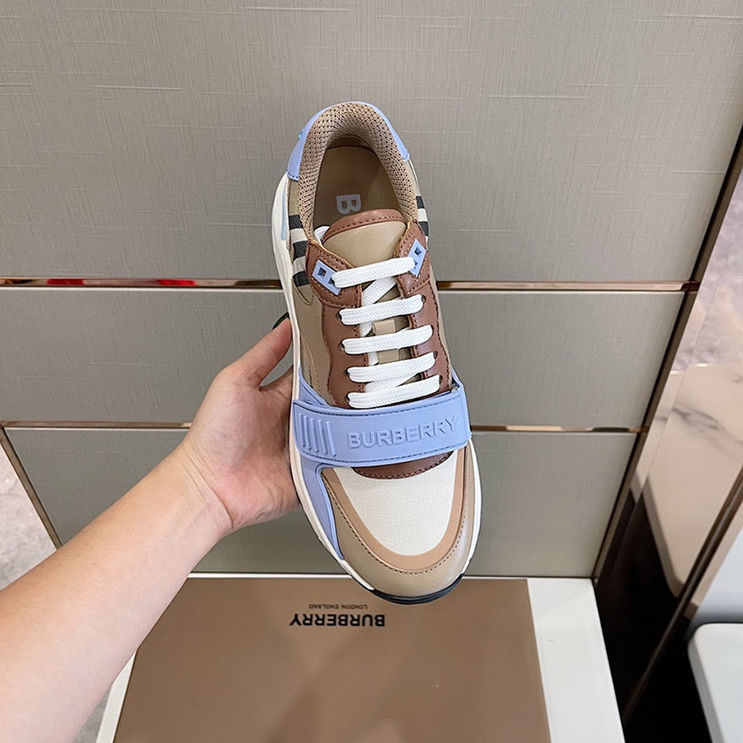 バーバリー スムース レザー&チェック スニーカー シエル shoes272 - 画像 (4)