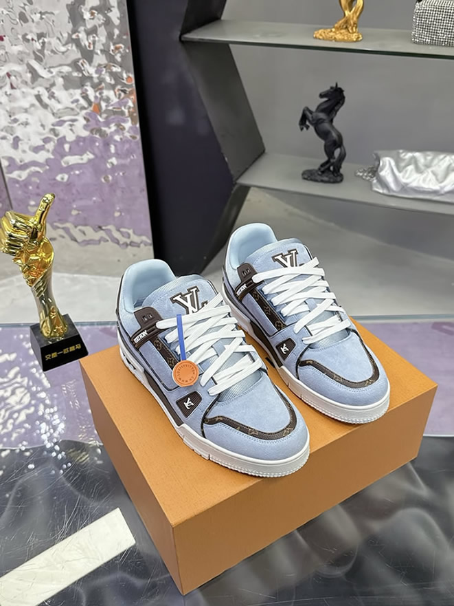ルイ・ヴィトン LV トレイナー ライン スニーカー シエル マロン shoes279 - 画像 (2)