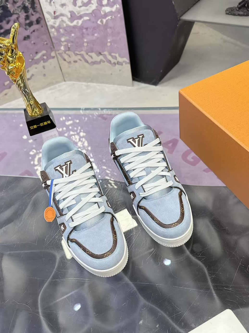 ルイ・ヴィトン LV トレイナー ライン スニーカー シエル マロン shoes279 - 画像 (4)