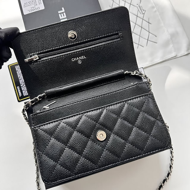 シャネル クラシック チェーンウォレット キャビアスキン ブラック シルバー金具 CHAP0250 Y01864 94305 - 画像 (8)