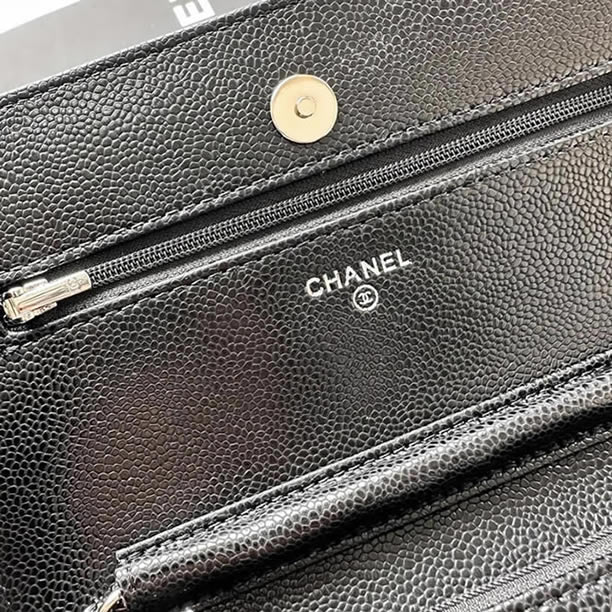 シャネル クラシック チェーンウォレット キャビアスキン ブラック シルバー金具 CHAP0250 Y01864 94305 - 画像 (10)