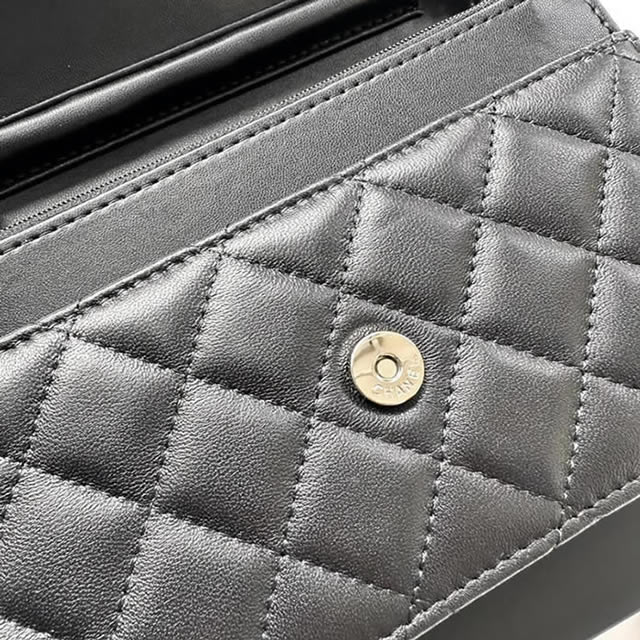 シャネル クラシック チェーンウォレット ラムスキン ブラック シルバー金具 CHAP0250 Y01295 94305 - 画像 (10)