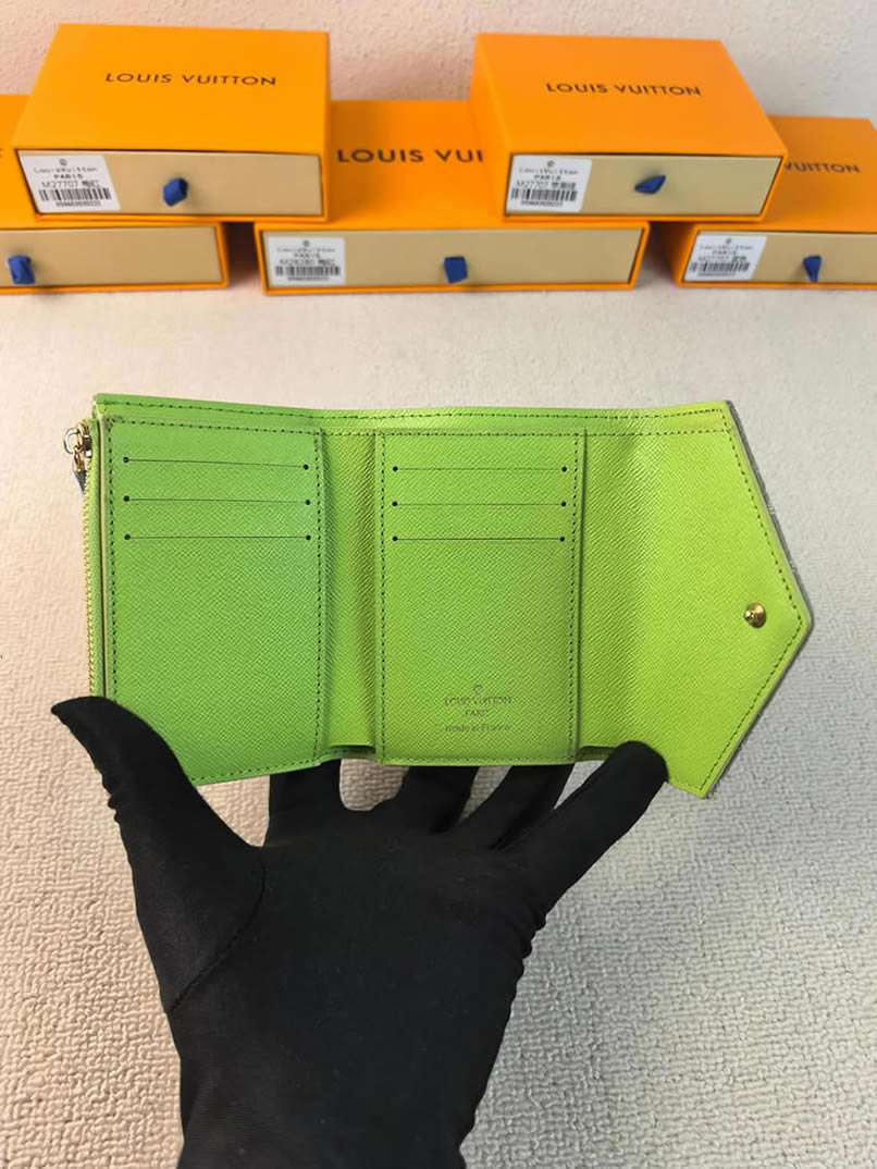 ルイヴィトン 財布 モノグラムデニム ポルトフォイユ・ヴィクトリヌ カーキ M27707 - 画像 (4)
