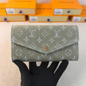 ルイヴィトン 長財布 モノグラムデニム ポルトフォイユ・サラ カーキ M28280