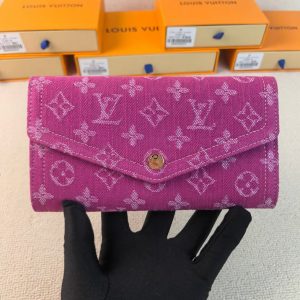 ルイヴィトン 長財布 モノグラムデニム ポルトフォイユ・サラ ピンク M28280