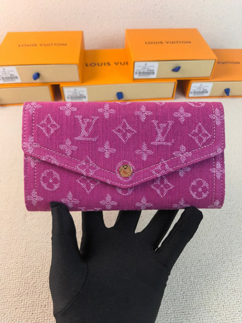 ルイヴィトン 長財布 モノグラムデニム ポルトフォイユ・サラ ピンク M28280