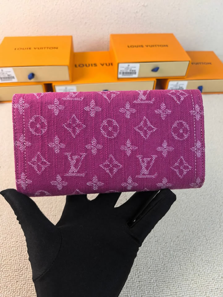 ルイヴィトン 長財布 モノグラムデニム ポルトフォイユ・サラ ピンク M28280 - 画像 (2)
