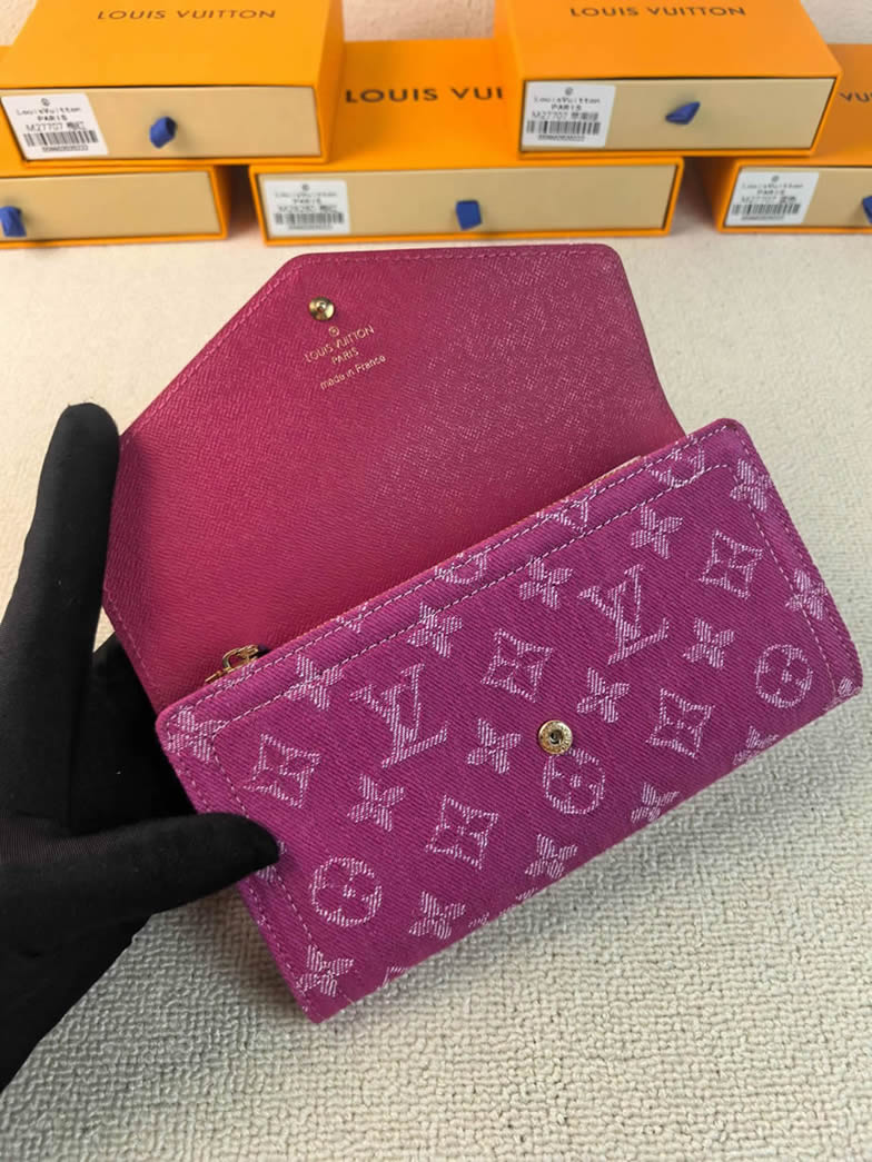 ルイヴィトン 長財布 モノグラムデニム ポルトフォイユ・サラ ピンク M28280 - 画像 (4)