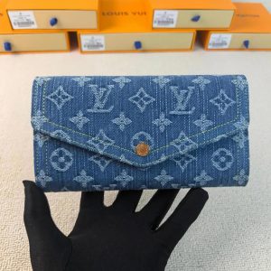 ルイヴィトン 長財布 モノグラムデニム ポルトフォイユ・サラ ブルー M28280