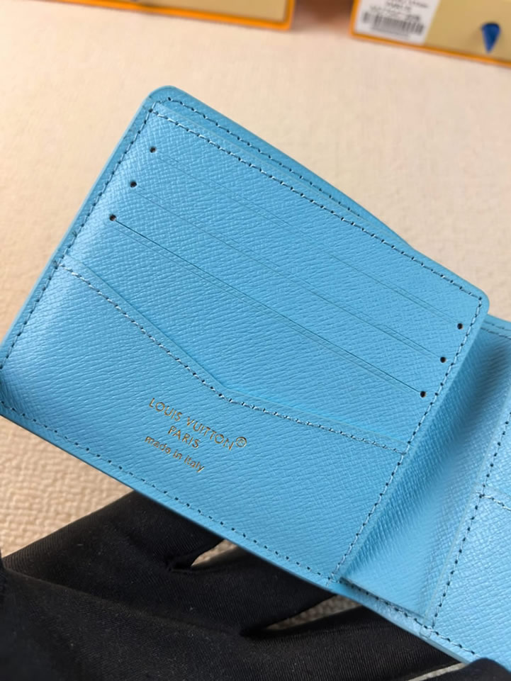 ルイヴィトン 二つ折り財布 タイラー・ザ・クリエイター コラボ ポルトフォイユ・ミュルティプル ブルー M28283 - 画像 (7)