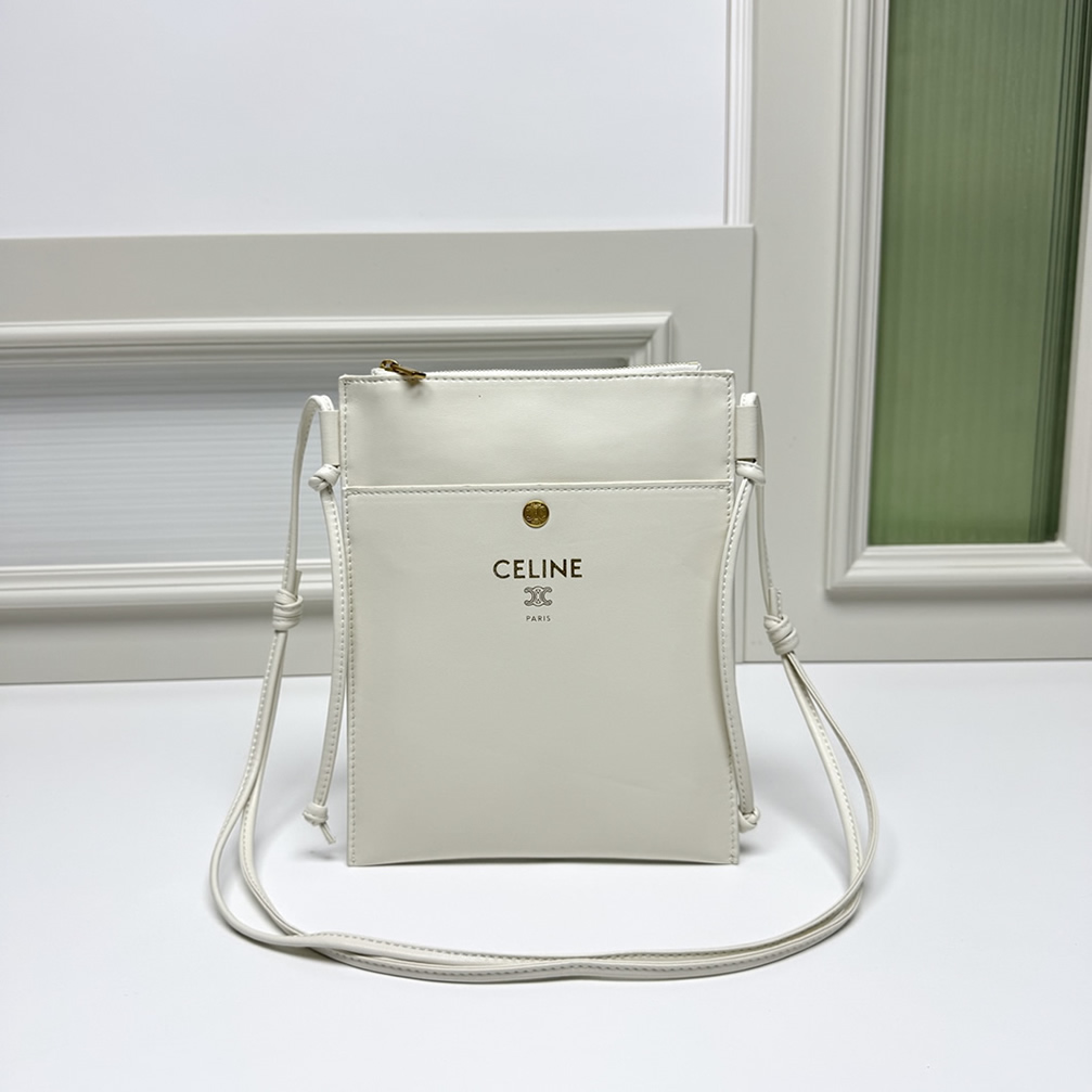 セリーヌ フォーン＆カードホルダー ラムスキン ホワイト レディース 10G333BEL.01BC