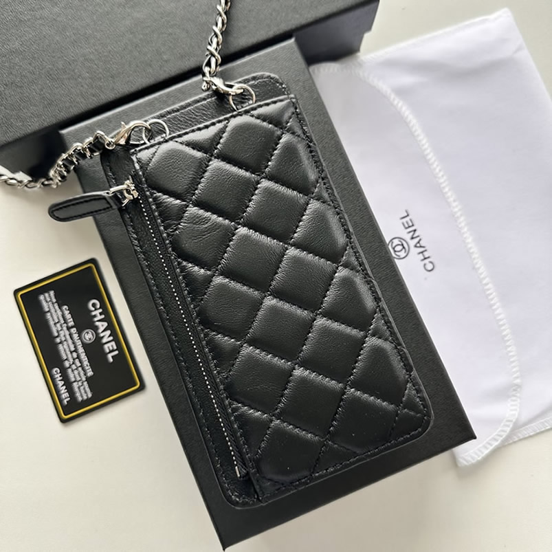 シャネル 携帯ケース クラシック マトラッセ ラムスキン ブラック シルバー金具 レディース CH50079 - 画像 (6)
