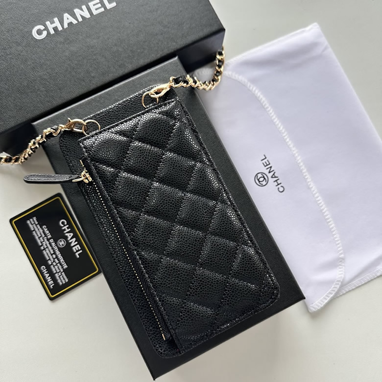 シャネル 携帯ケース クラシック マトラッセ キャビアスキン ブラック ゴールド金具 レディース CH50079 - 画像 (6)