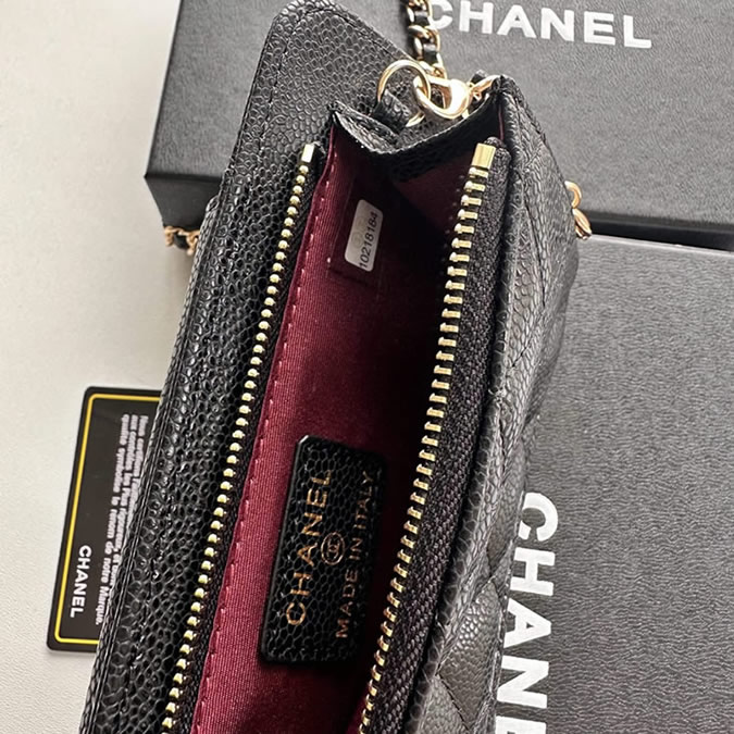 シャネル 携帯ケース クラシック マトラッセ キャビアスキン ブラック ゴールド金具 レディース CH50079 - 画像 (9)