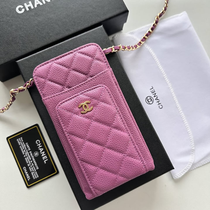 シャネル 携帯ケース クラシック マトラッセ キャビアスキン パープル ゴールド金具 レディース CH50079 - 画像 (2)