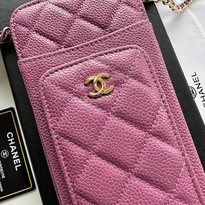 シャネル 携帯ケース クラシック マトラッセ キャビアスキン パープル ゴールド金具 レディース CH50079 - 画像 (5)