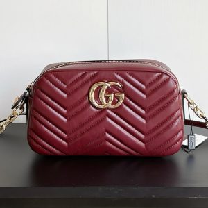 グッチ バッグ GGマーモント キルティング ショルダーバッグ バーガンディ レディース GU855273
