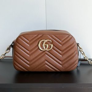 グッチ バッグ GGマーモント キルティング ショルダーバッグ ブラウン レディース GU855273