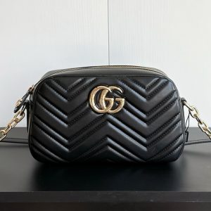グッチ バッグ GGマーモント キルティング ショルダーバッグ ブラック レディース GU855273