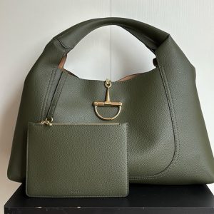グッチ バッグ Gucci B マキシ トートバッグ ダークグリーン レザー ポーチ付き レディース GU837466