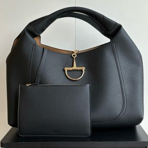 グッチ バッグ Gucci B マキシ トートバッグ ブラック レザー ポーチ付き レディース GU837466