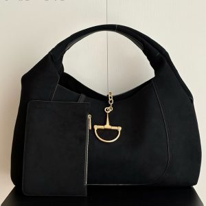 グッチ バッグ Gucci B マキシ トートバッグ ブラック スエード ポーチ付き レディース GU837466
