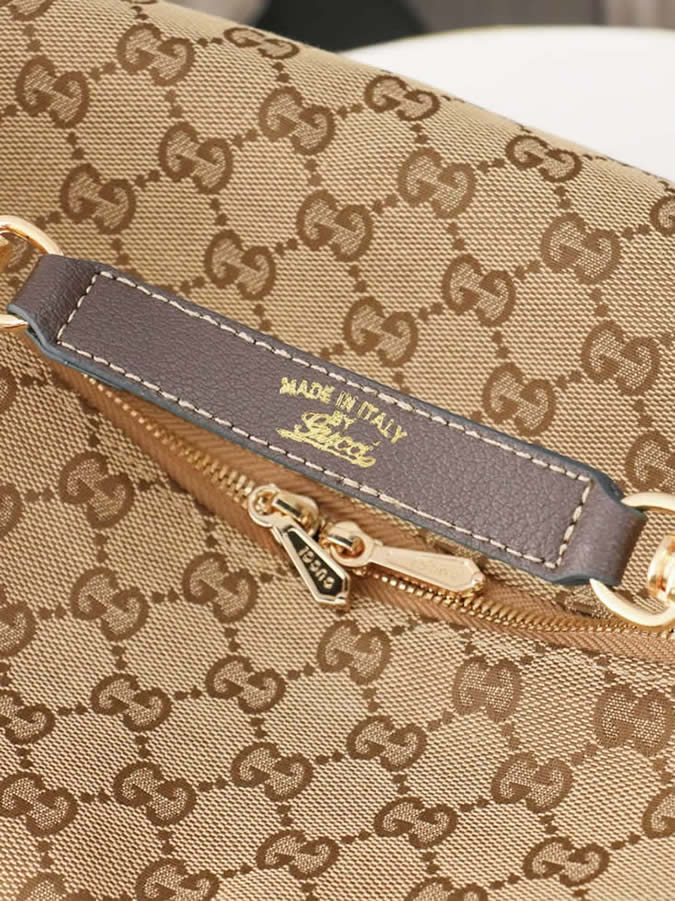 グッチ バッグ GGキャンバス ラージ ショルダートートバッグ ベージュ ブラウン シェリーライン ストラップ付き GU866938 - 画像 (6)