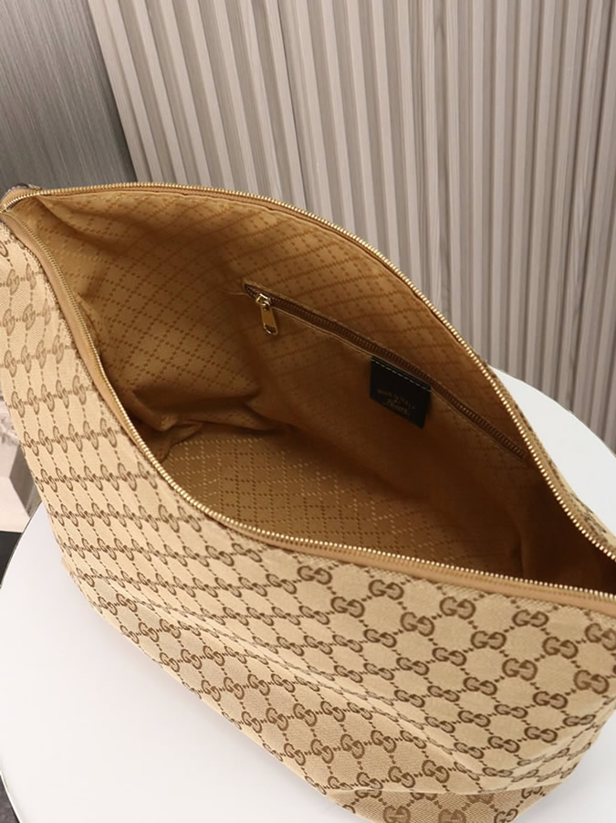 グッチ バッグ GGキャンバス ラージ ショルダートートバッグ ベージュ ブラウン シェリーライン ストラップ付き GU866938 - 画像 (8)