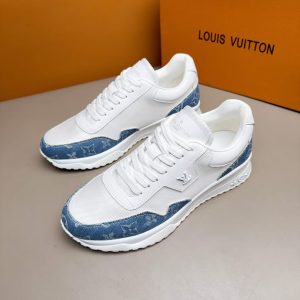 ルイヴィトン スニーカー ラン 55・ライン モノグラム デニム ホワイト ブルー  shoes283