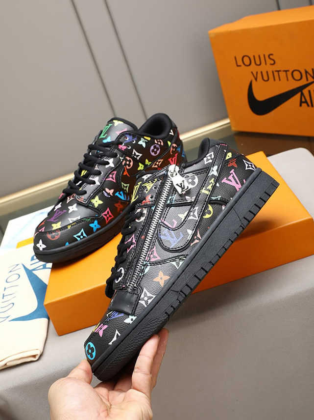 ルイヴィトン ナイキ コラボスニーカー ダンク ロー マルチカラー ブラック shoes287 - 画像 (2)