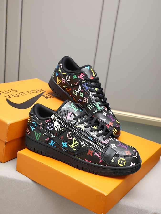 ルイヴィトン ナイキ コラボスニーカー ダンク ロー マルチカラー ブラック shoes287 - 画像 (4)