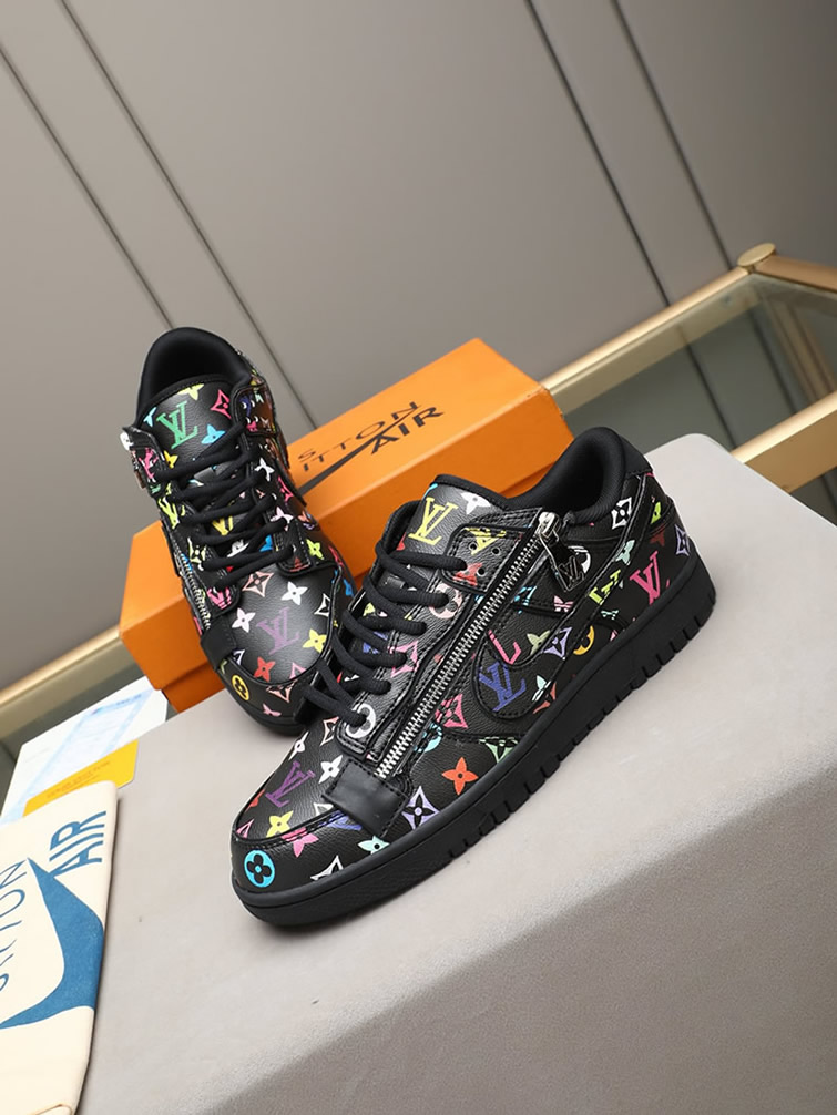 ルイヴィトン ナイキ コラボスニーカー ダンク ロー マルチカラー ブラック shoes287 - 画像 (7)