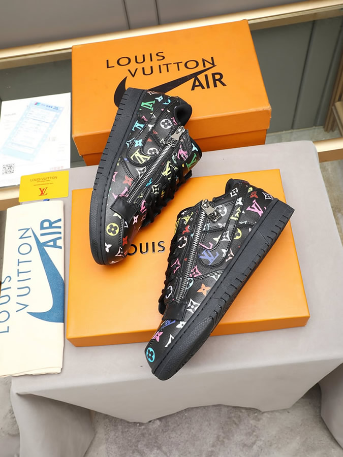 ルイヴィトン ナイキ コラボスニーカー ダンク ロー マルチカラー ブラック shoes287 - 画像 (8)