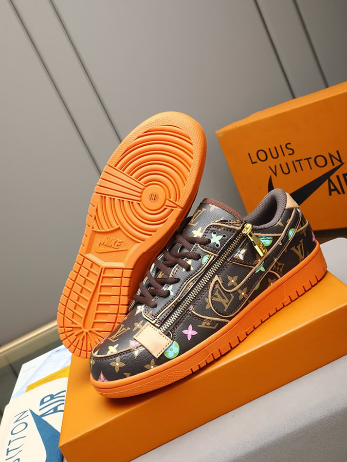 ルイヴィトン ナイキ コラボスニーカー ダンク ロー マルチカラー ブラウン オレンジ shoes291 - 画像 (3)