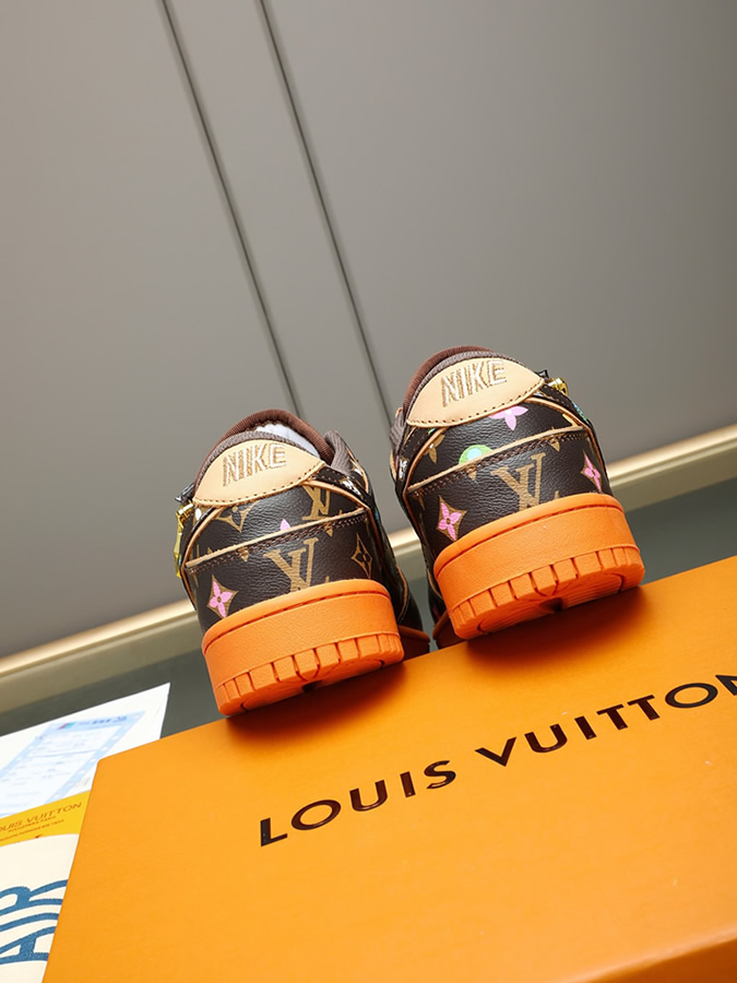 ルイヴィトン ナイキ コラボスニーカー ダンク ロー マルチカラー ブラウン オレンジ shoes291 - 画像 (5)