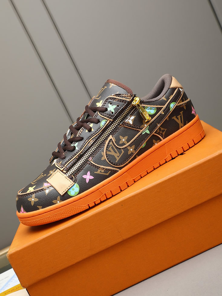 ルイヴィトン ナイキ コラボスニーカー ダンク ロー マルチカラー ブラウン オレンジ shoes291 - 画像 (6)