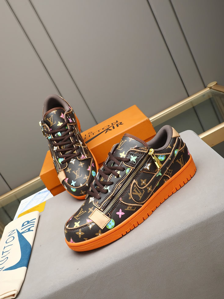 ルイヴィトン ナイキ コラボスニーカー ダンク ロー マルチカラー ブラウン オレンジ shoes291 - 画像 (7)